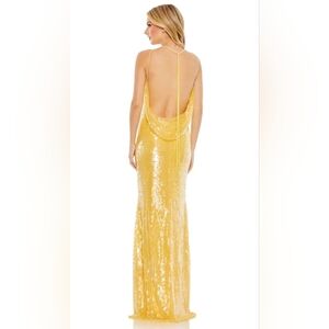 Mac Duggal, Long Cowl-back‎ Sequined Gown,  Sunshine, Size 10